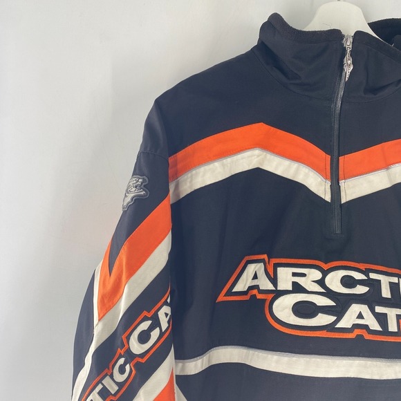VTG Arctic Cat A-TEX Snowmobile Pullover Shell Jacket Black Orange White Sz XL - Picture 3 of 16